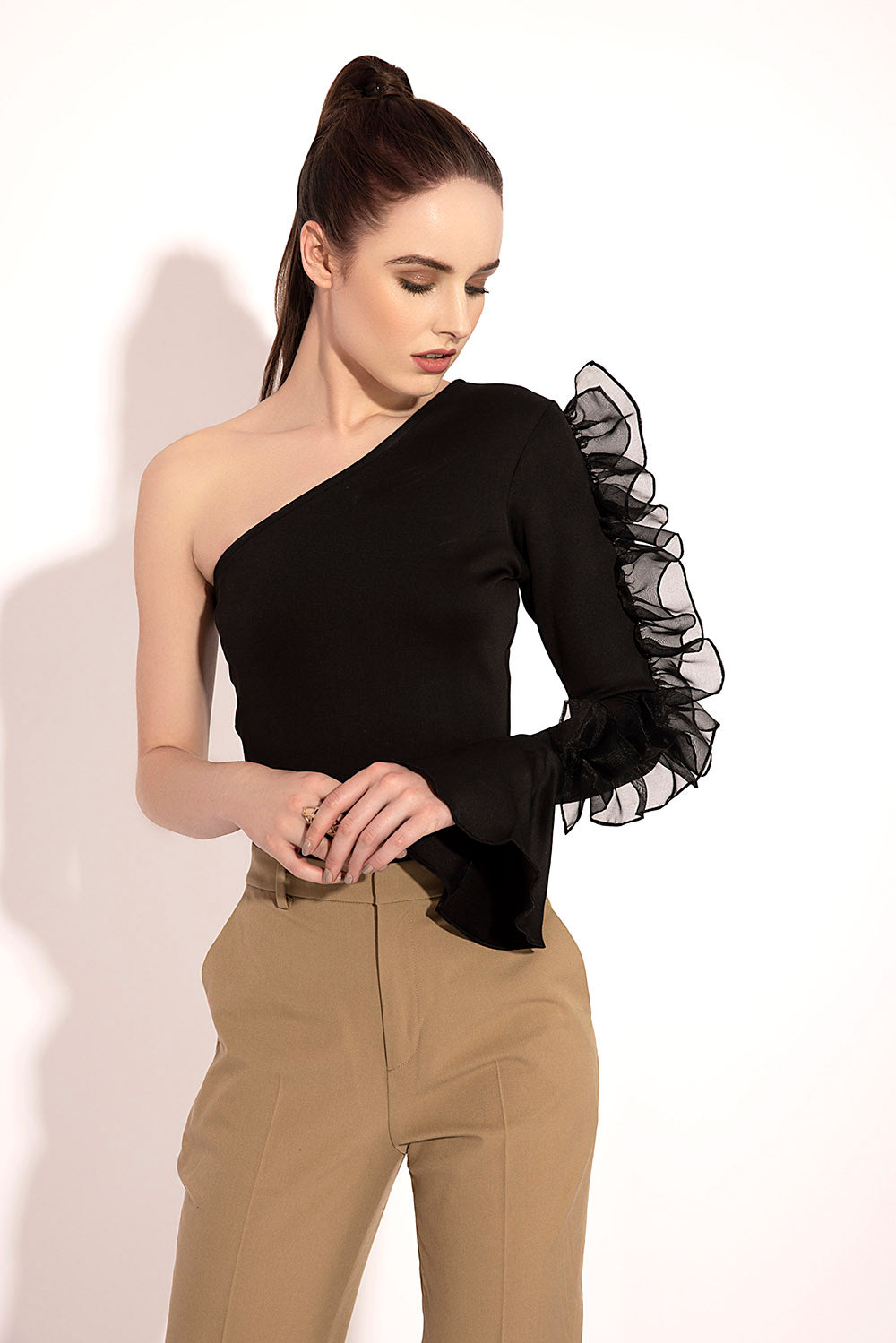 One Shoulder Ruffle Top