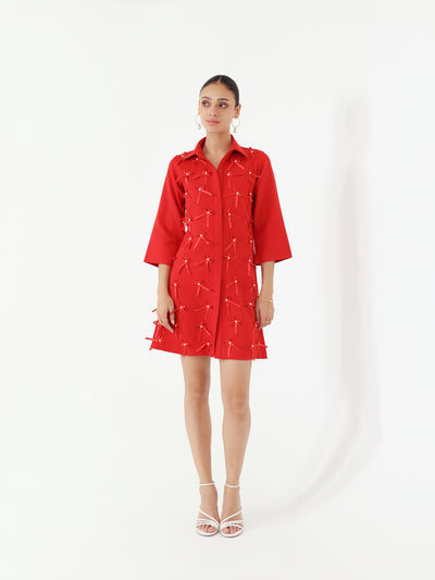 Pixie Shirt Dress (Red)