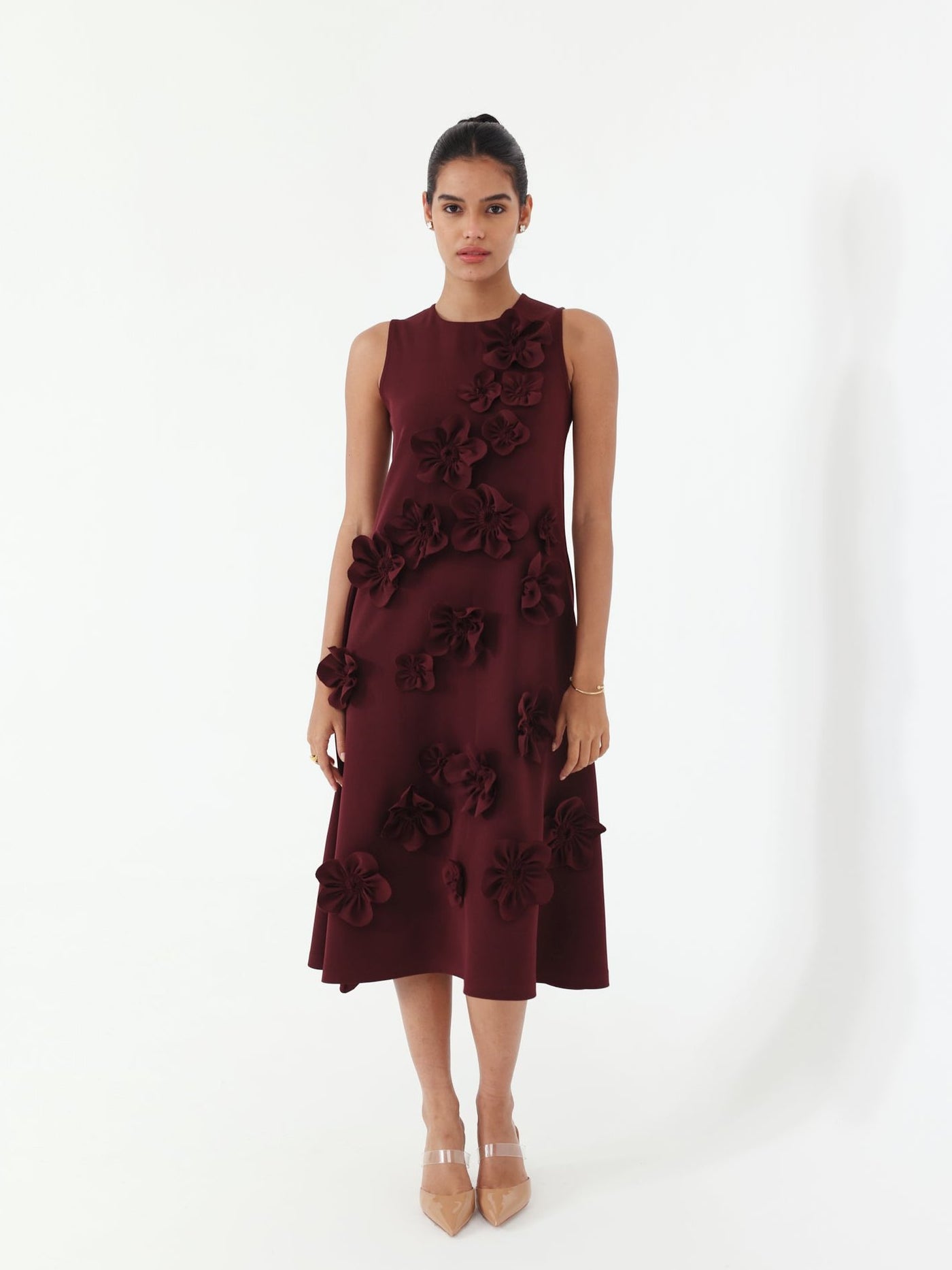 Florence Midi Dress (Wine)