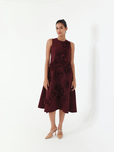 Florence Midi Dress (Wine)