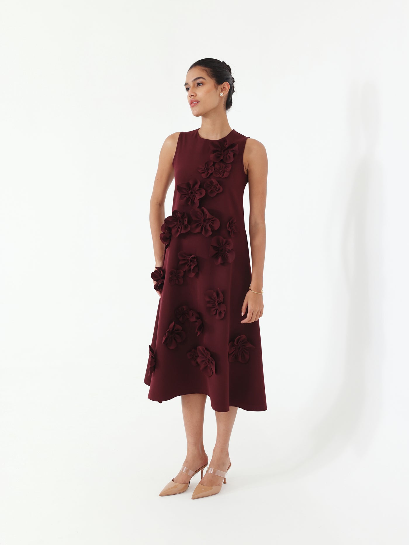 Florence Midi Dress (Wine)