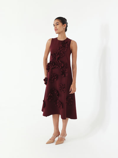 Florence Midi Dress (Wine)