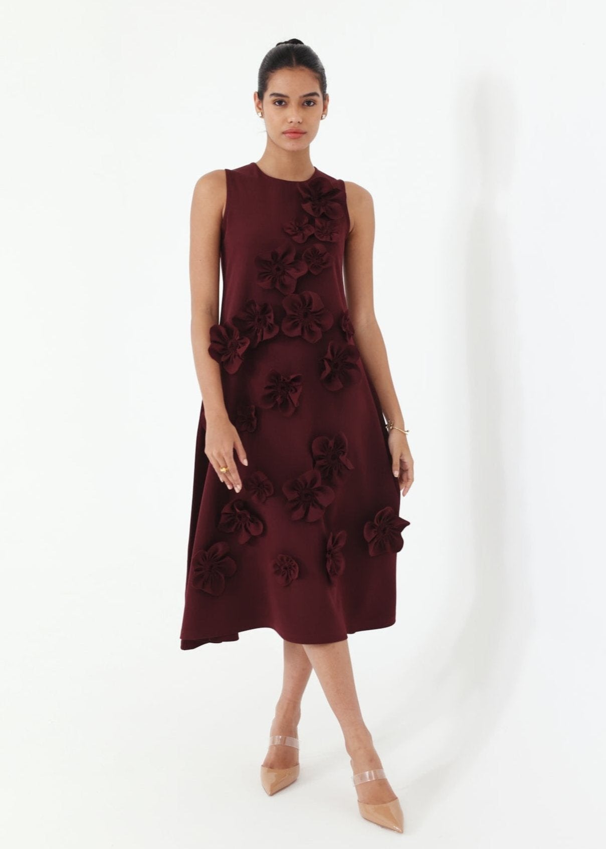 Florence Midi Dress (Wine)