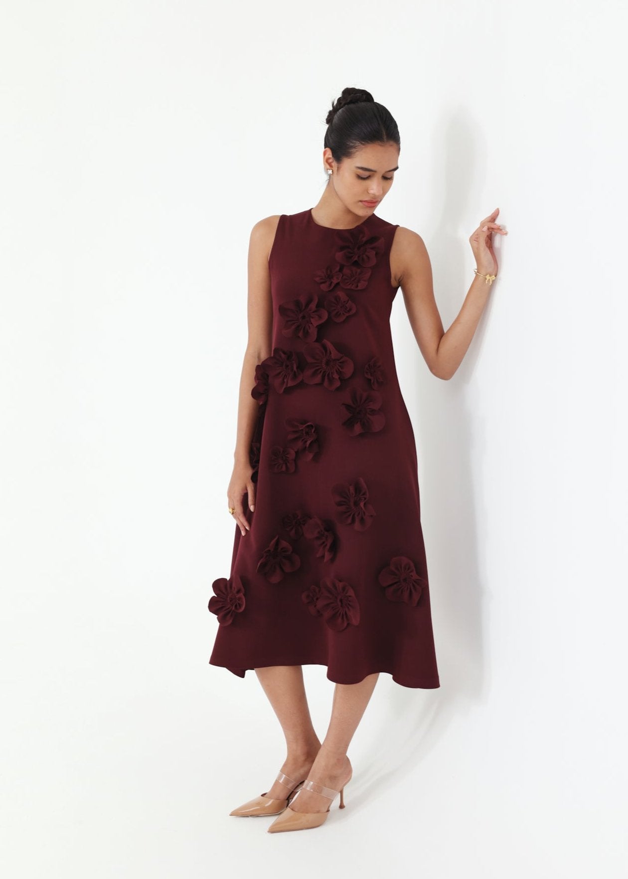 Florence Midi Dress (Wine)