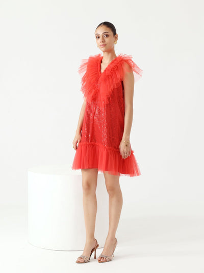 Senorita Sequence Dress (Red)