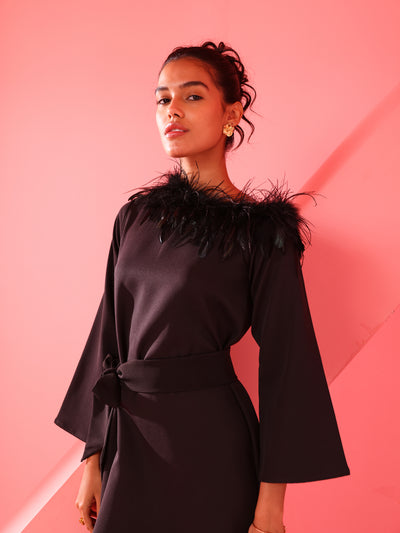 Black showstopper Feathered Dress