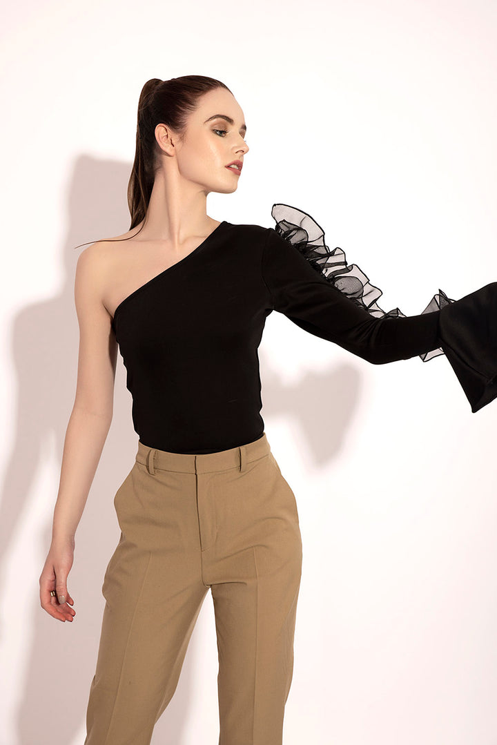 トップス Asymmetry Ruffle One-shoulder Tops One Shoulder Ruffle Top – ASHICO