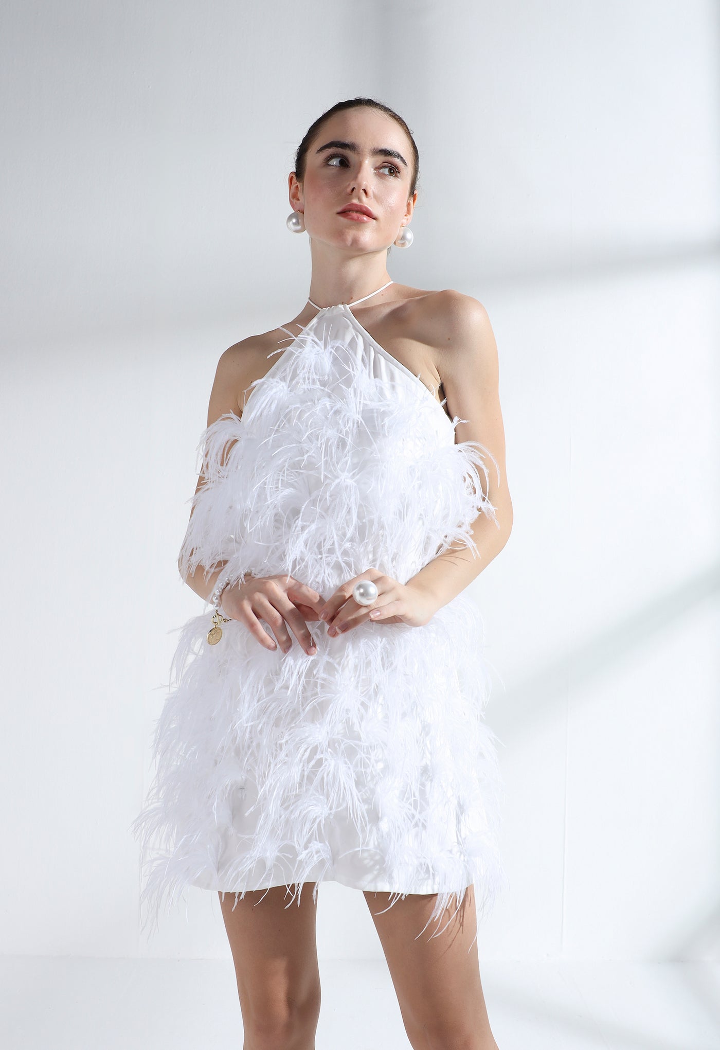 Feathered Dress (White)